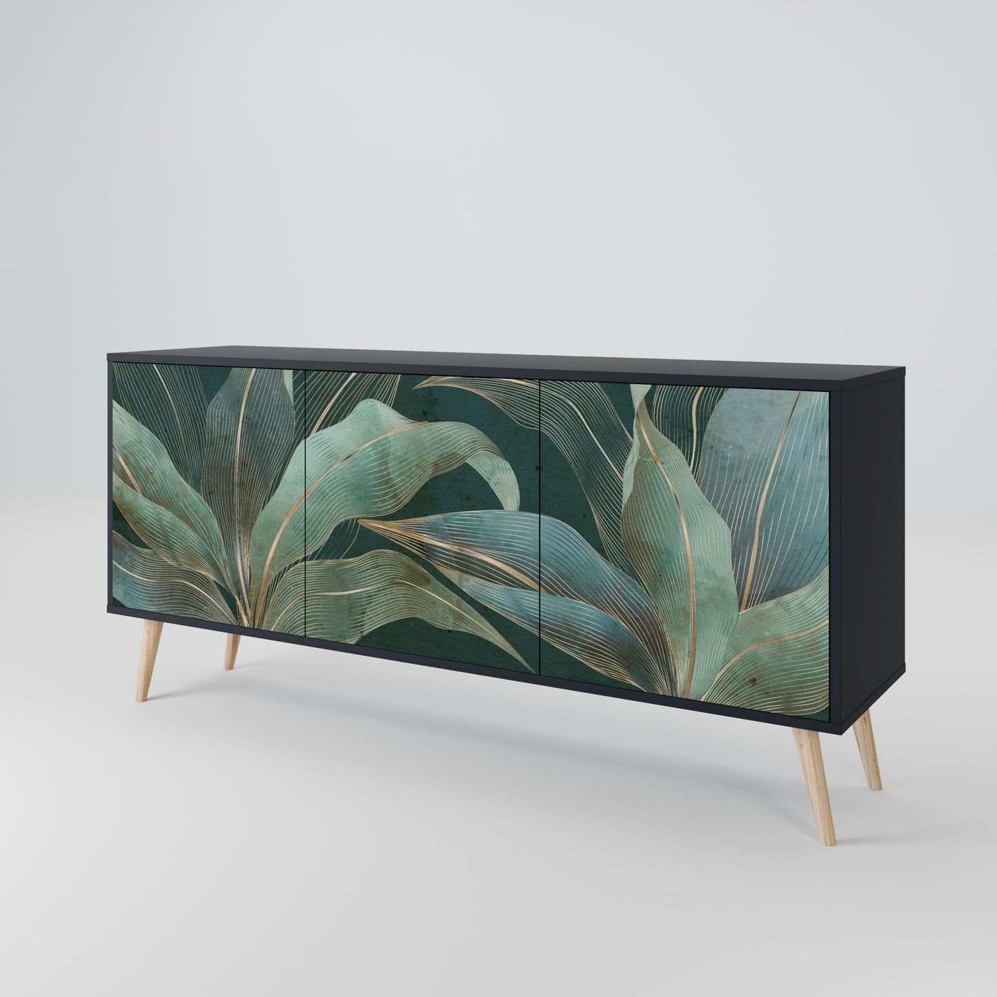 Credenza a 3 ante ROYAL GREEN in finitura nera