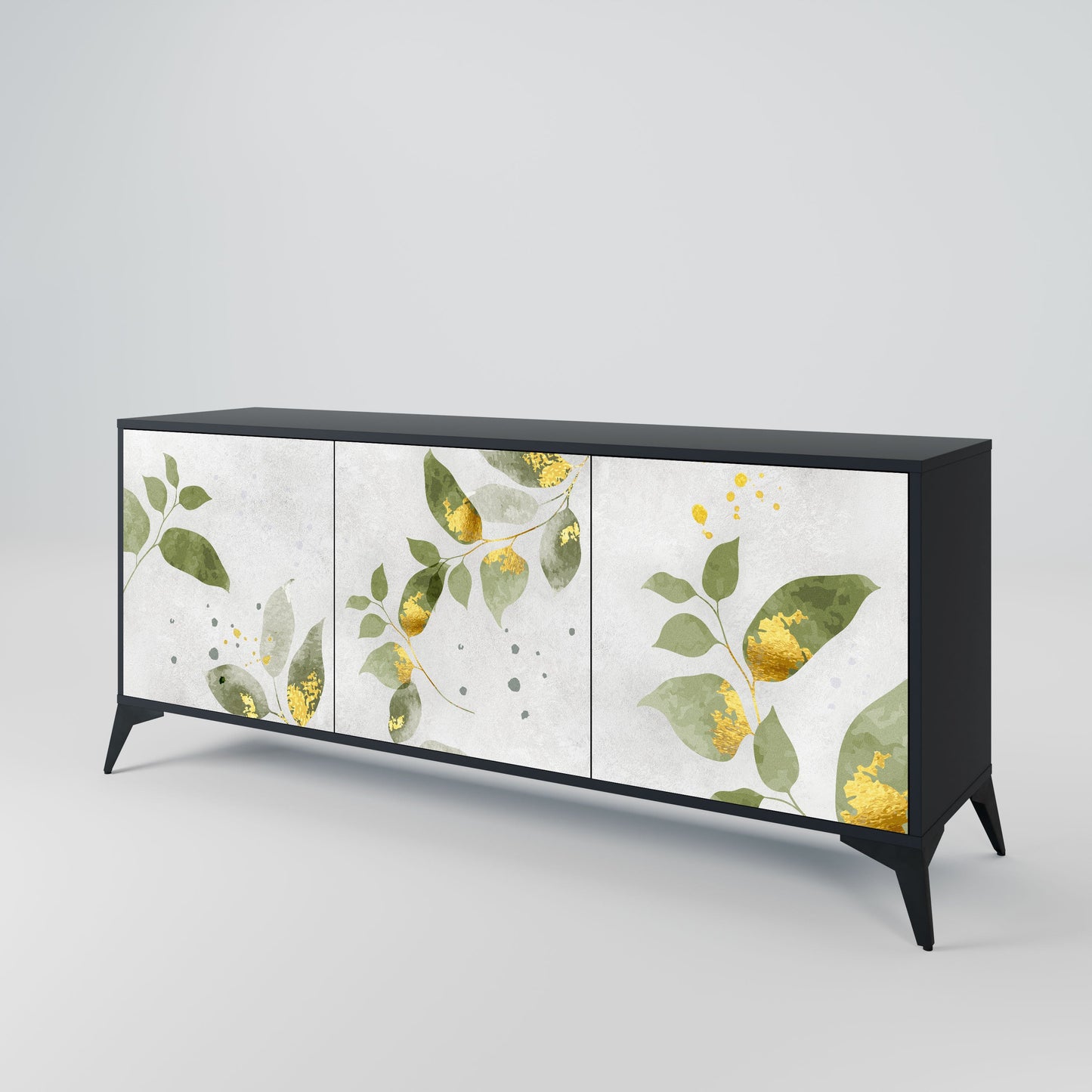 Buffet 3 portes ELEGANT BOTANICS en finition noire