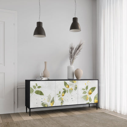 Buffet 3 portes ELEGANT BOTANICS en finition noire