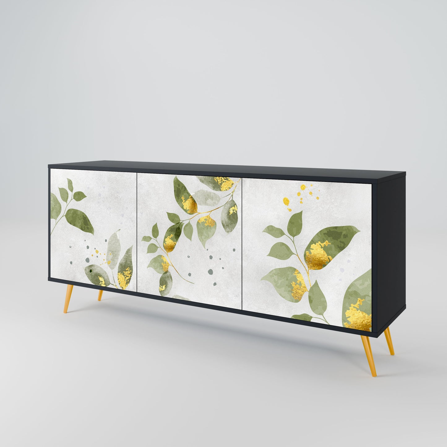 Buffet 3 portes ELEGANT BOTANICS en finition noire