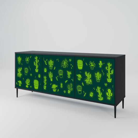 Credenza DESERT GREEN a 3 ante in finitura nera