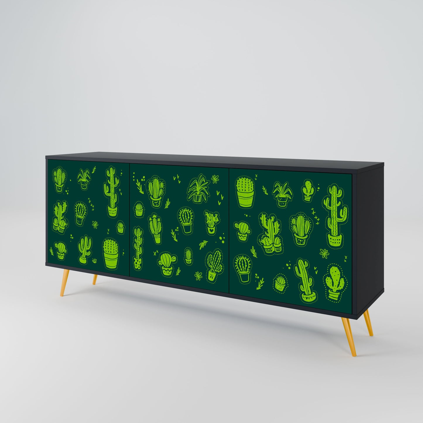 Credenza DESERT GREEN a 3 ante in finitura nera