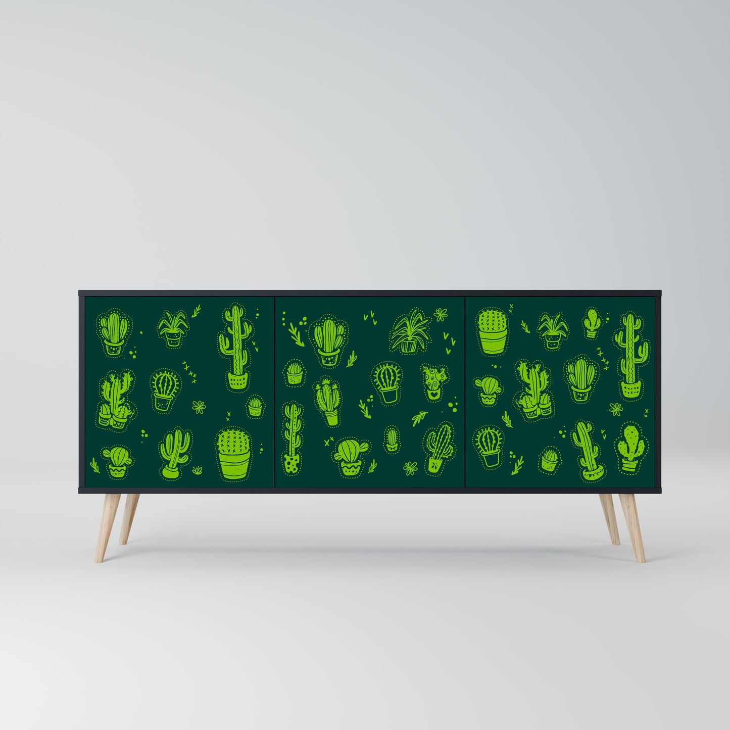 Credenza DESERT GREEN a 3 ante in finitura nera