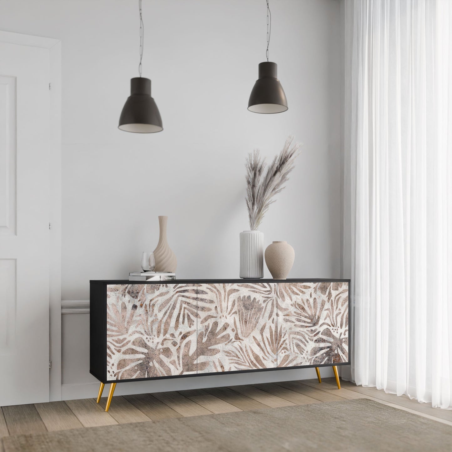 Credenza PASSING TIME a 3 ante in finitura nera