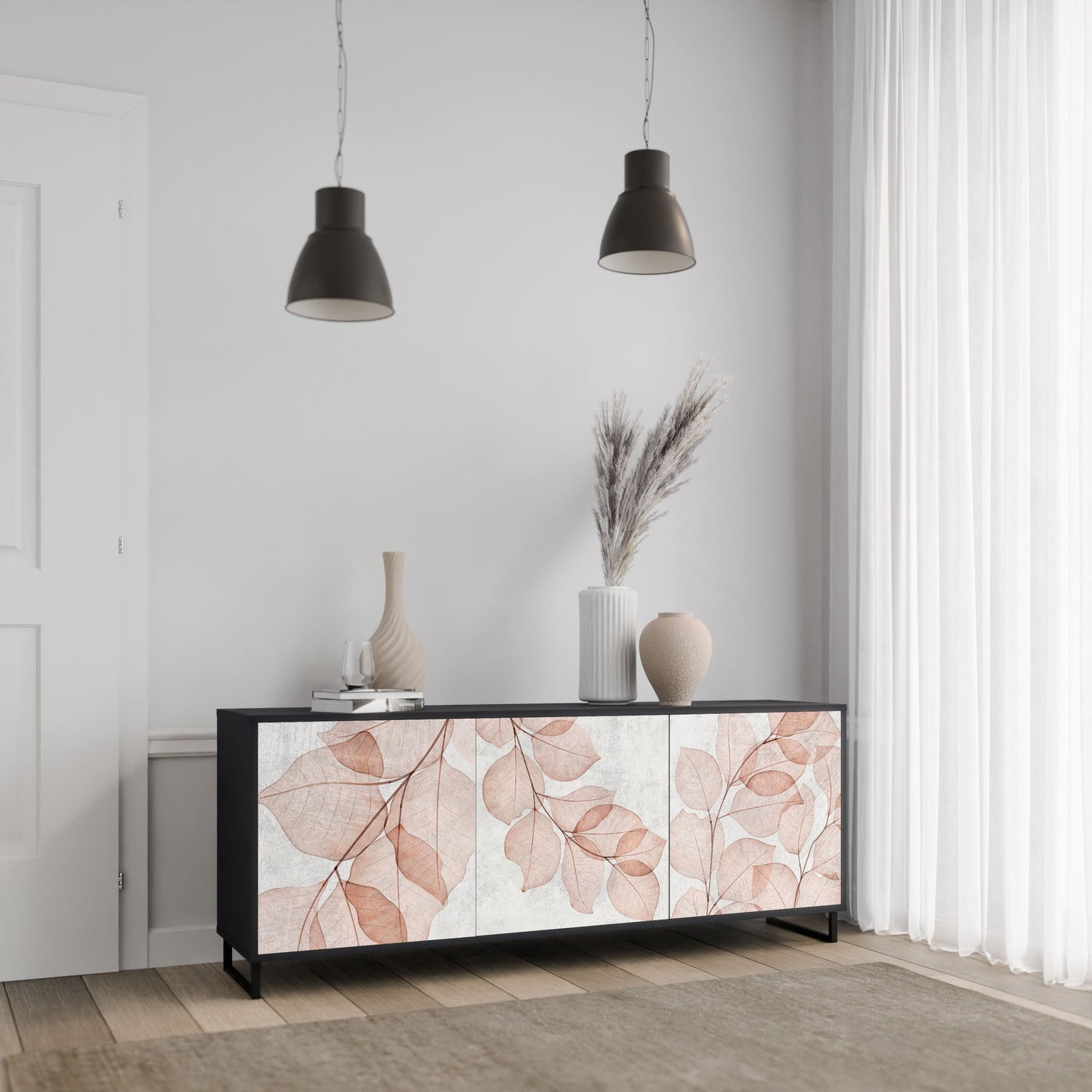 Credenza AUTUMN FRAGILITÀ a 3 ante in finitura nera