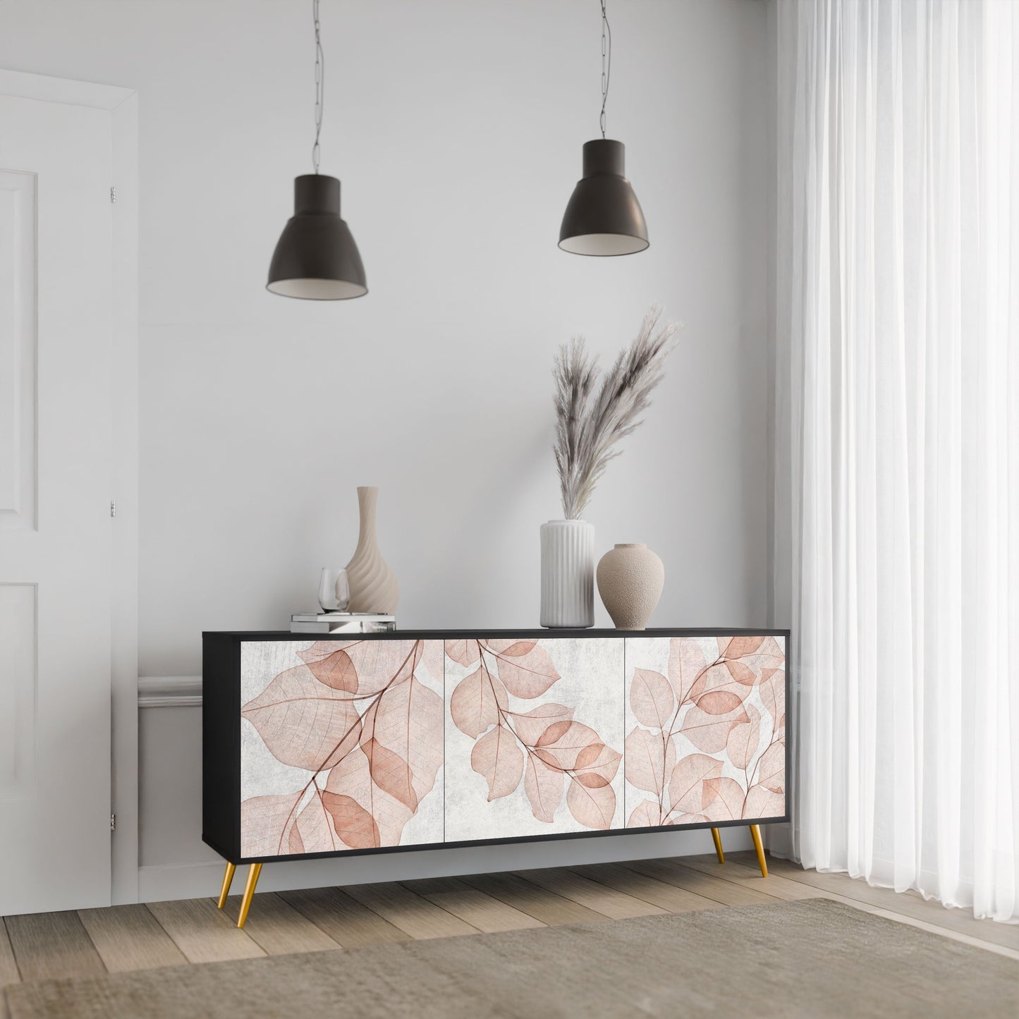 Credenza AUTUMN FRAGILITÀ a 3 ante in finitura nera