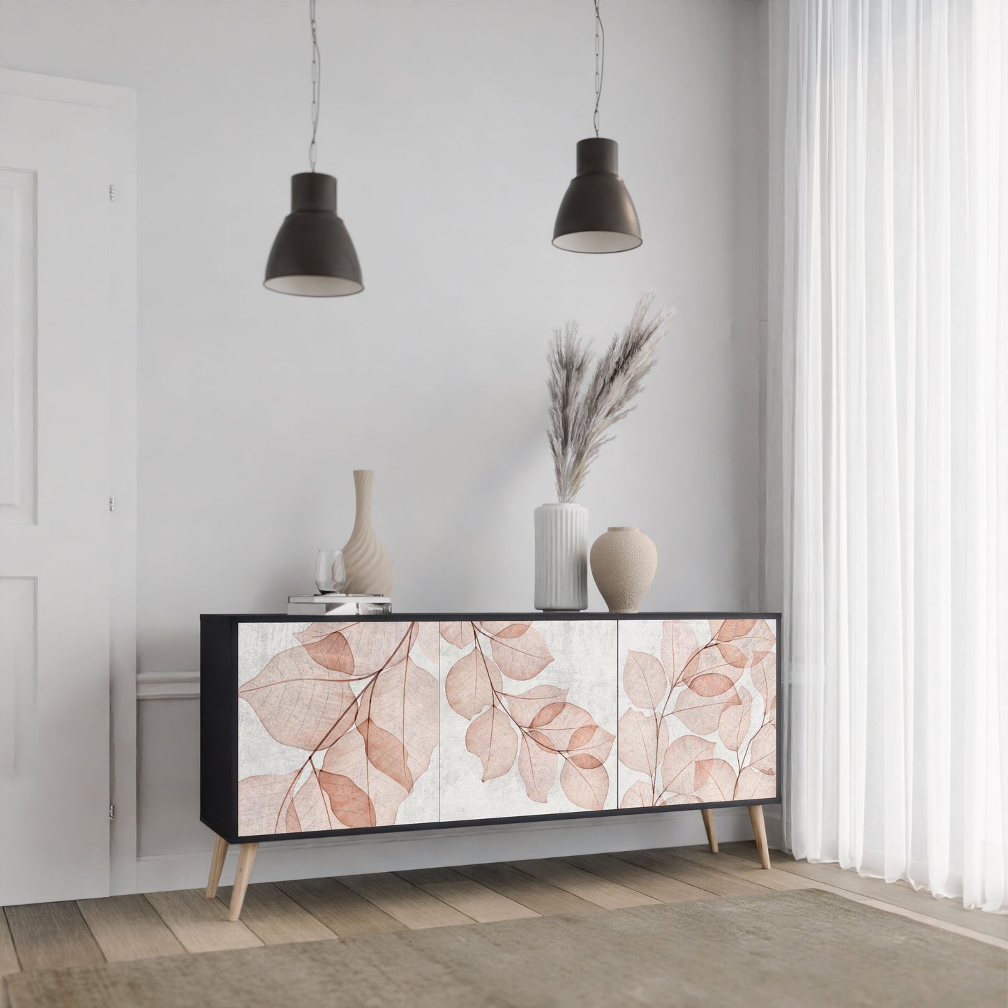 Credenza AUTUMN FRAGILITÀ a 3 ante in finitura nera