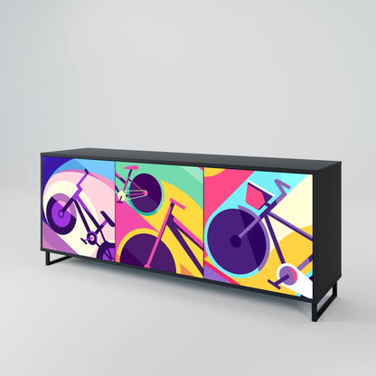 Credenza BIKE DREAMS a 3 ante con finitura nera