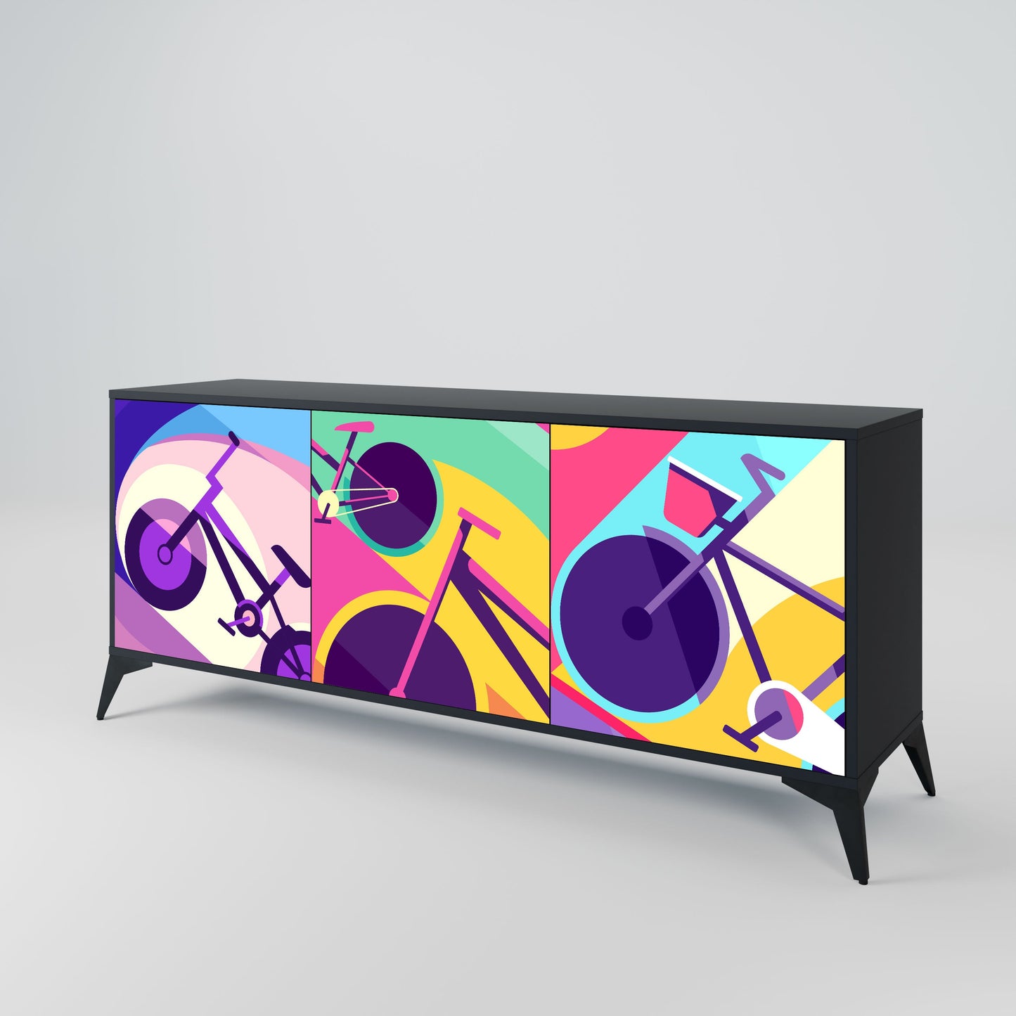 Credenza BIKE DREAMS a 3 ante con finitura nera