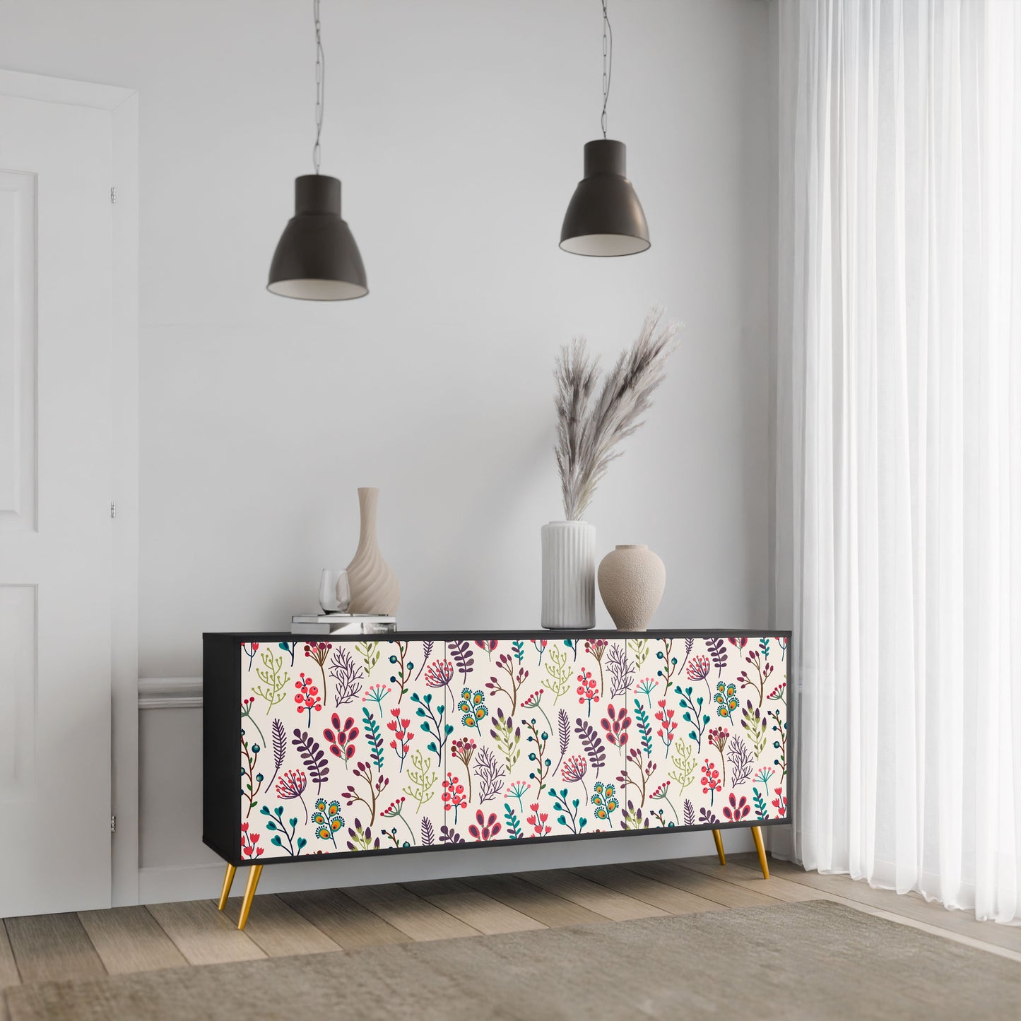 Credenza AUTUMN SUNDRIES a 3 ante in finitura nera