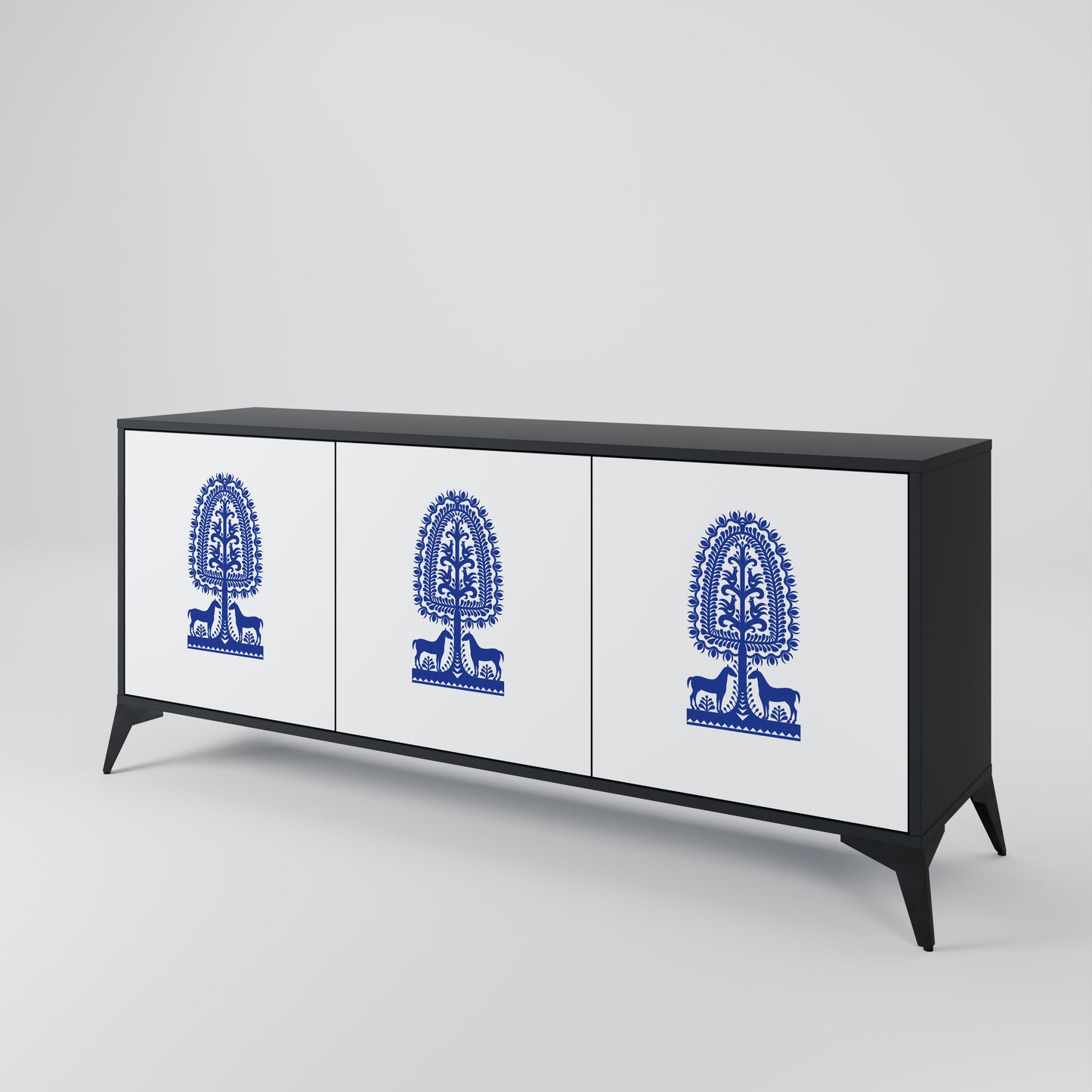 POLISH FOLK ART Třídveřová komoda