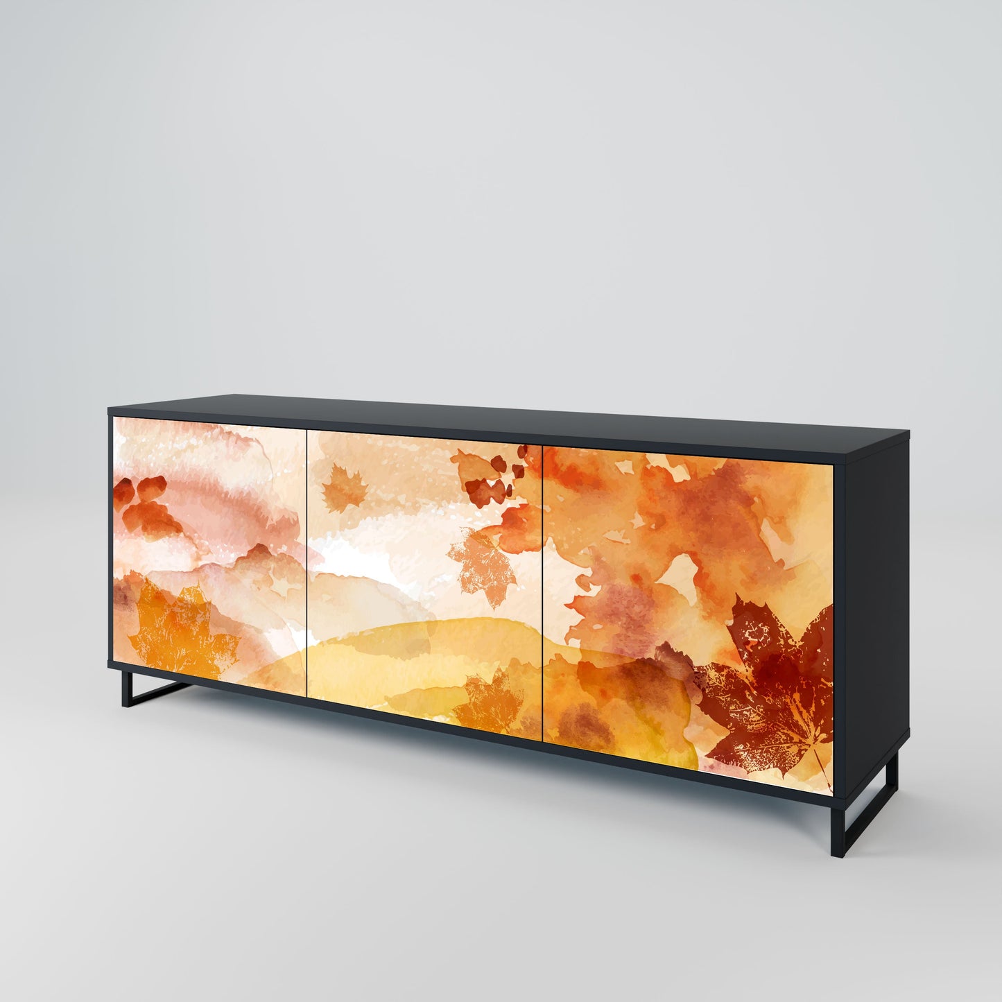 Credenza a 3 ante TRACES OF AUTUMN in finitura nera