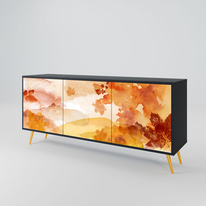 Credenza a 3 ante TRACES OF AUTUMN in finitura nera