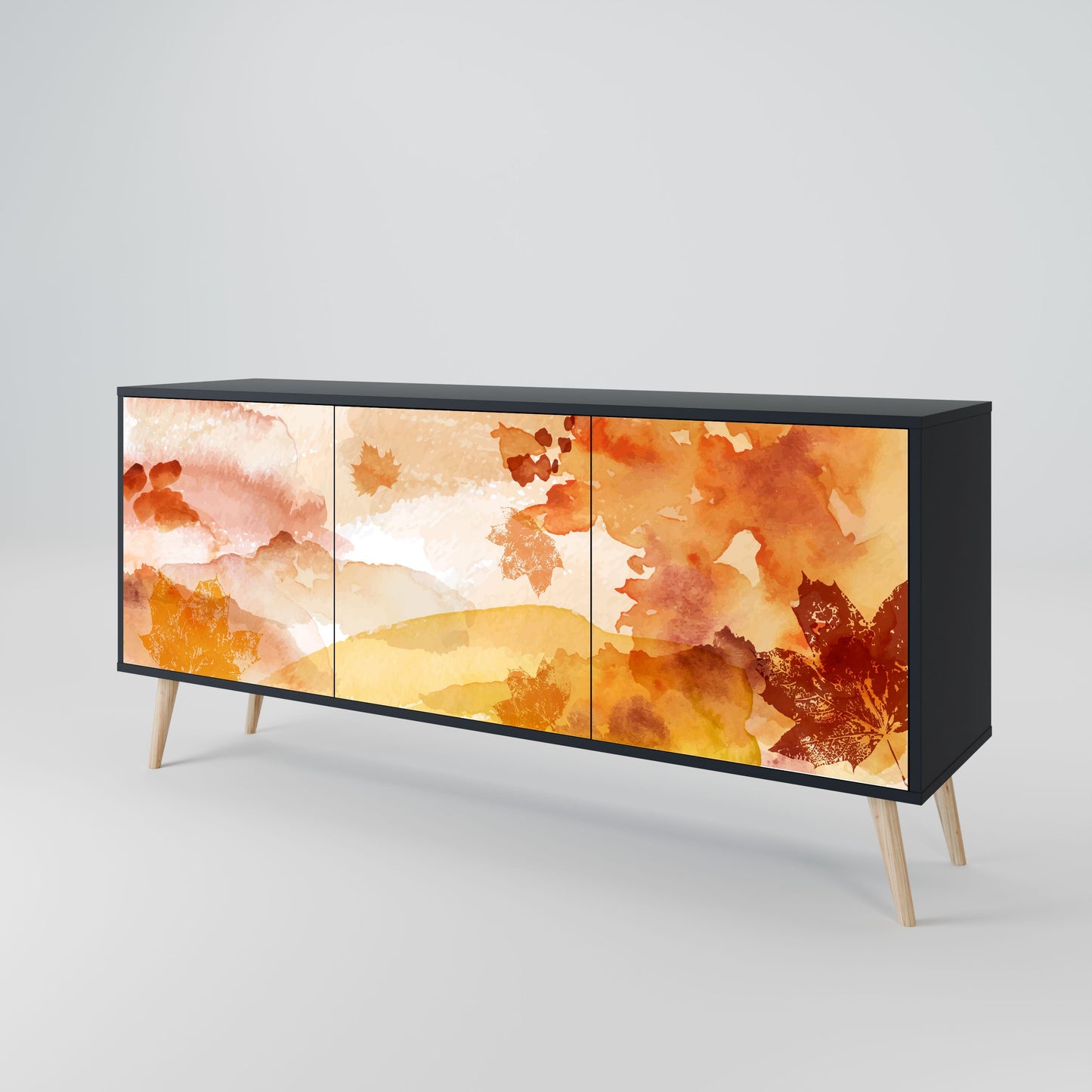 Credenza a 3 ante TRACES OF AUTUMN in finitura nera