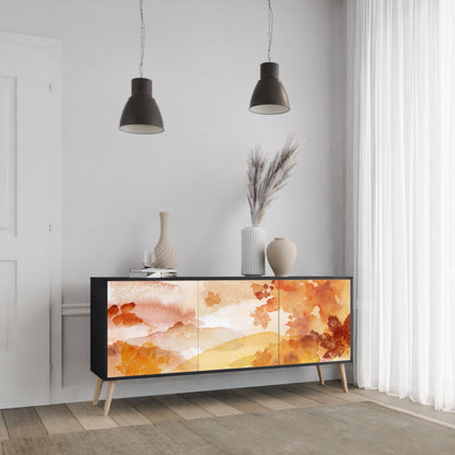 Credenza a 3 ante TRACES OF AUTUMN in finitura nera