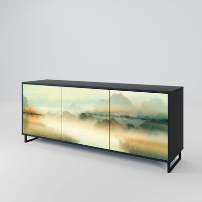 Credenza MORNING BY THE LAKE a 3 ante in finitura nera