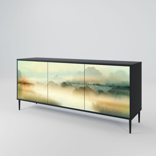 Credenza MORNING BY THE LAKE a 3 ante in finitura nera