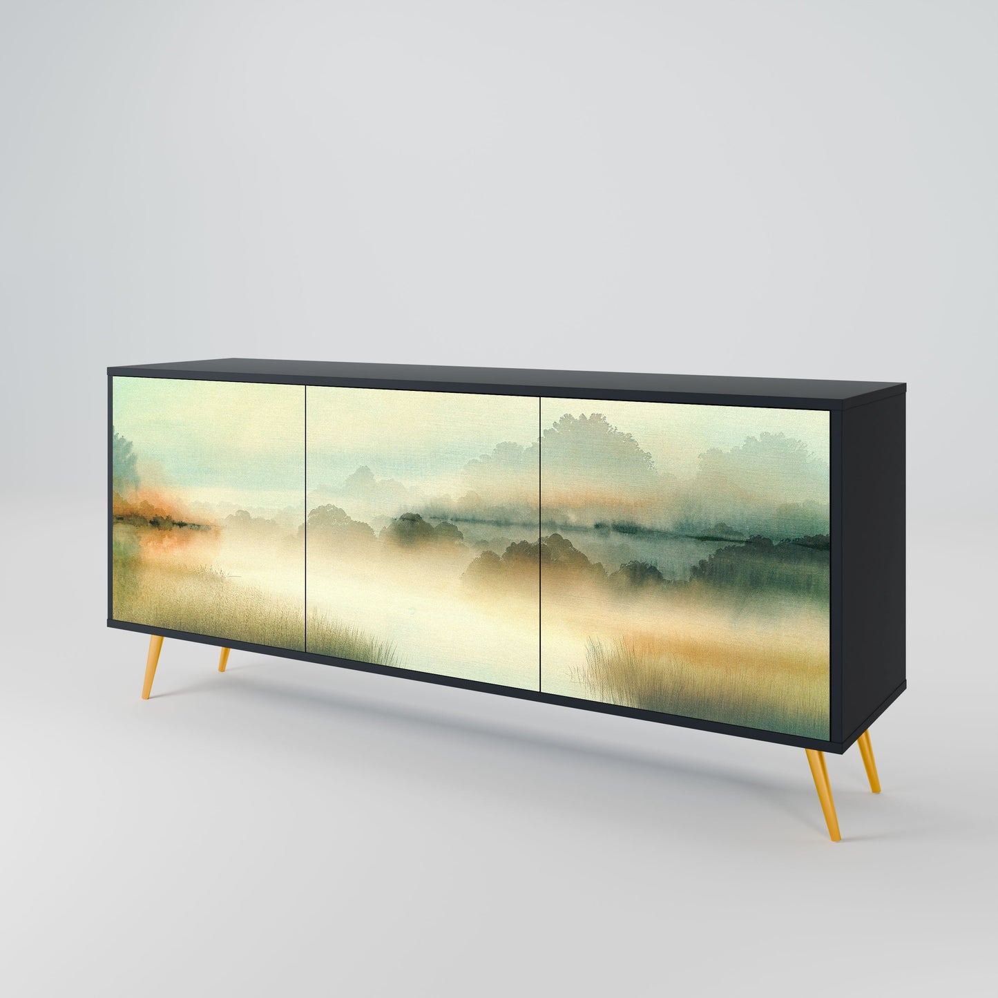 Credenza MORNING BY THE LAKE a 3 ante in finitura nera