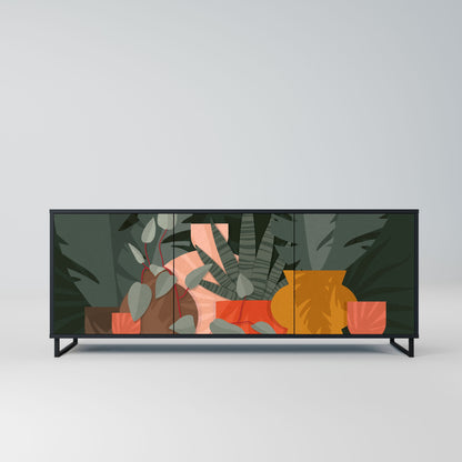 Credenza TROPICAL COMPOSITION a 3 ante in finitura nera