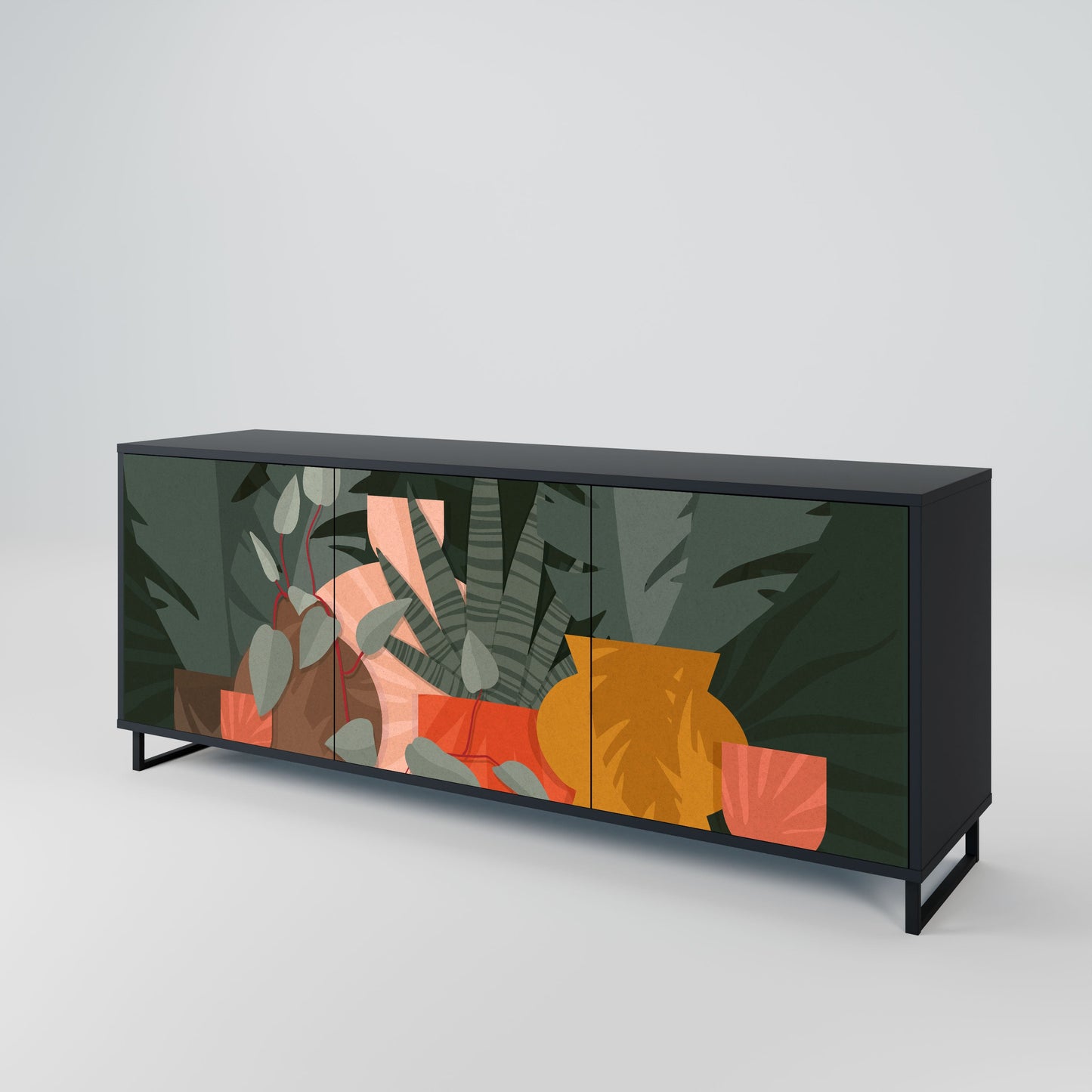 Credenza TROPICAL COMPOSITION a 3 ante in finitura nera