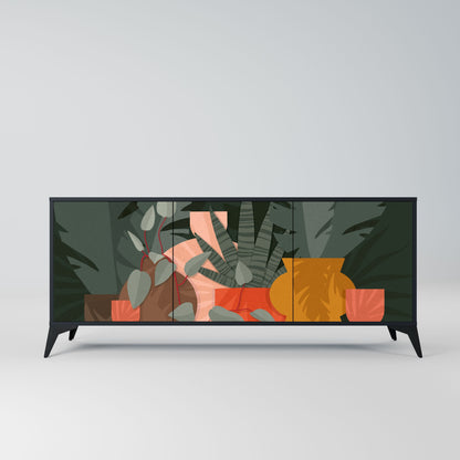 Credenza TROPICAL COMPOSITION a 3 ante in finitura nera