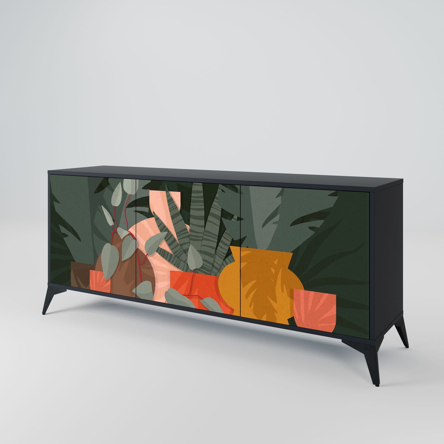 Credenza TROPICAL COMPOSITION a 3 ante in finitura nera