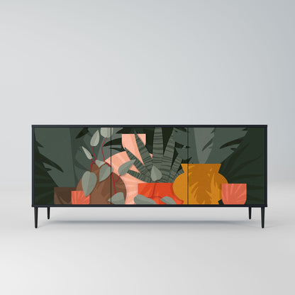 Credenza TROPICAL COMPOSITION a 3 ante in finitura nera