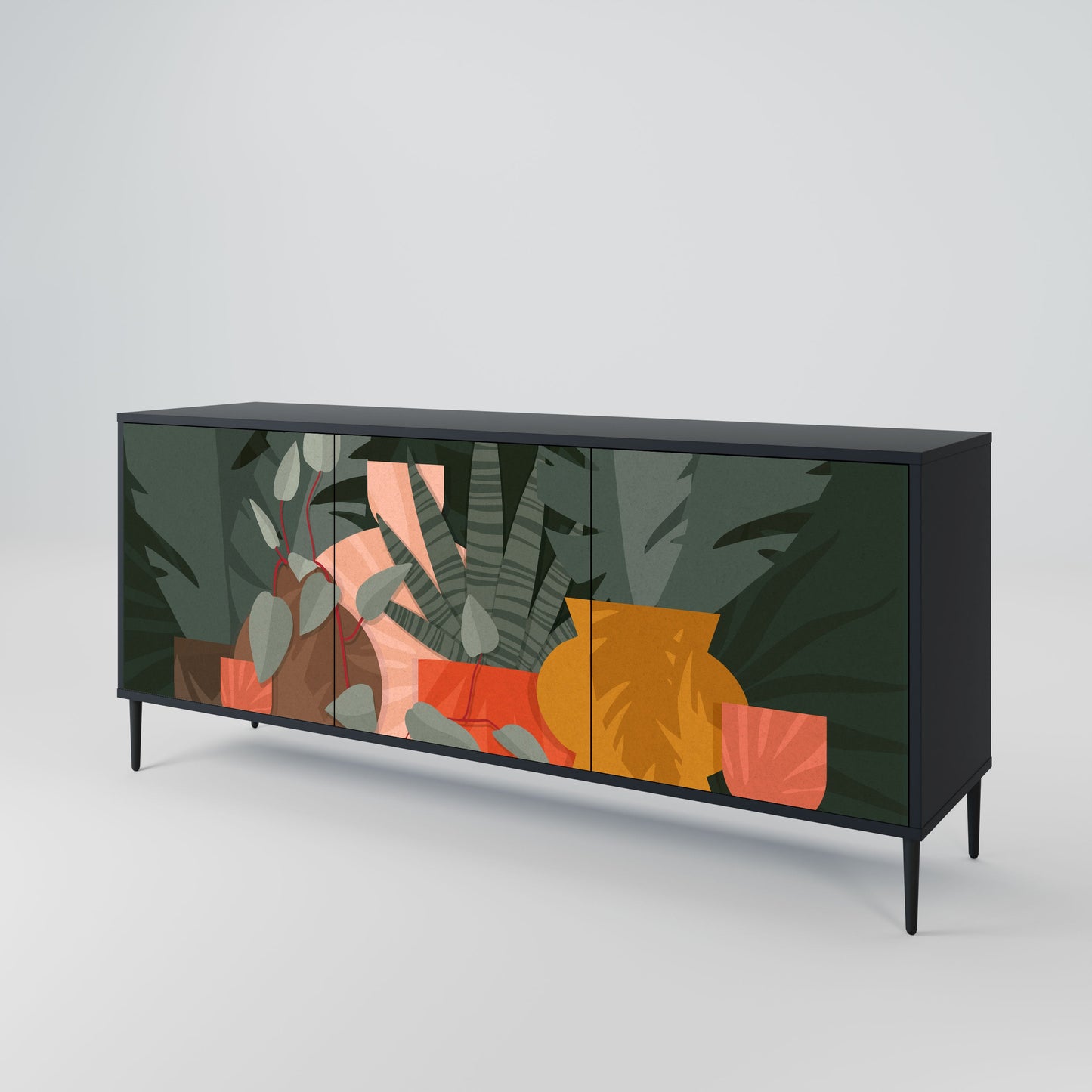 Credenza TROPICAL COMPOSITION a 3 ante in finitura nera