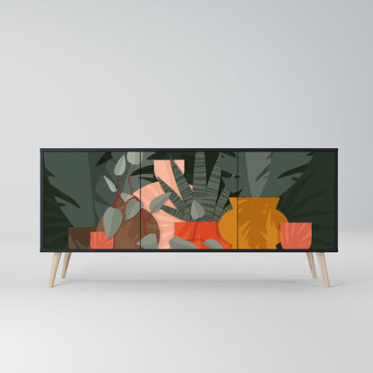 Credenza TROPICAL COMPOSITION a 3 ante in finitura nera