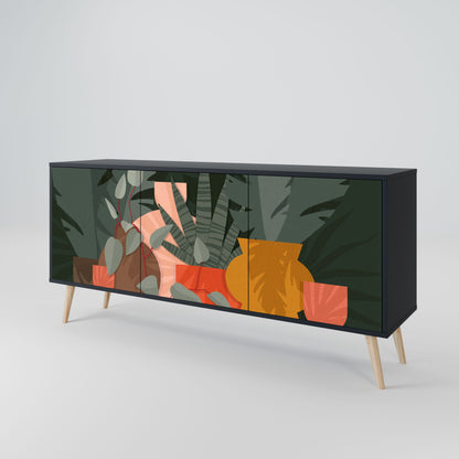 Credenza TROPICAL COMPOSITION a 3 ante in finitura nera