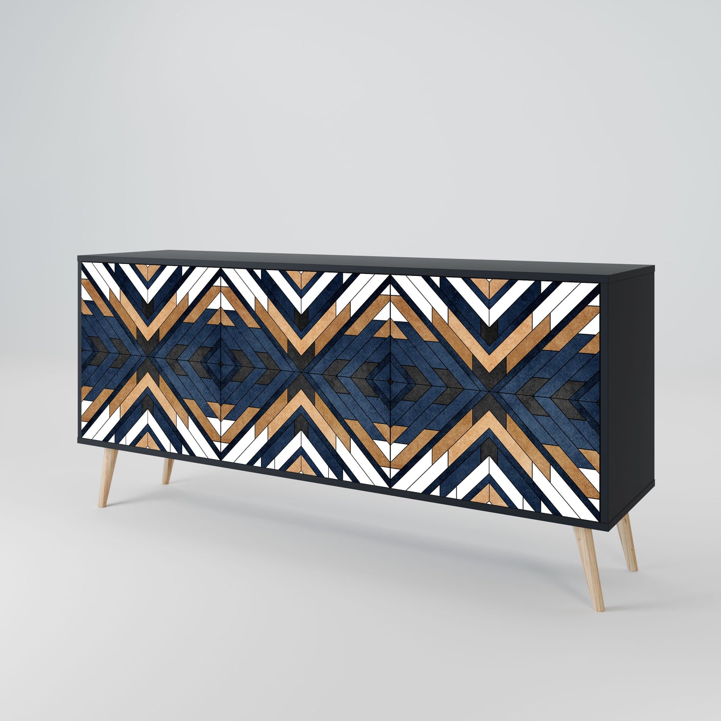 Credenza ARTFUL GEOMETRY a 3 ante in finitura nera