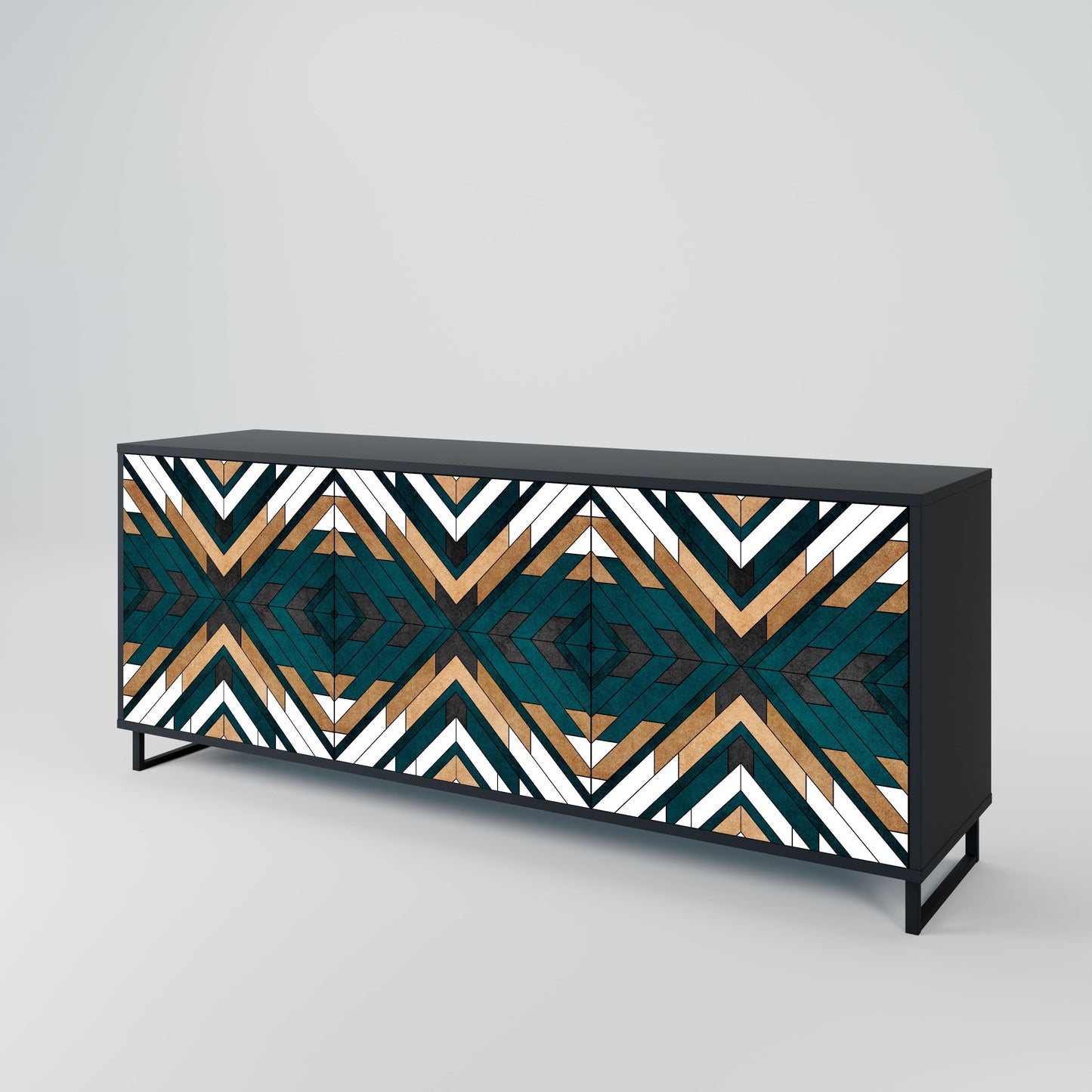 Credenza ARTISTIC GEOMETRY a 3 ante in finitura nera