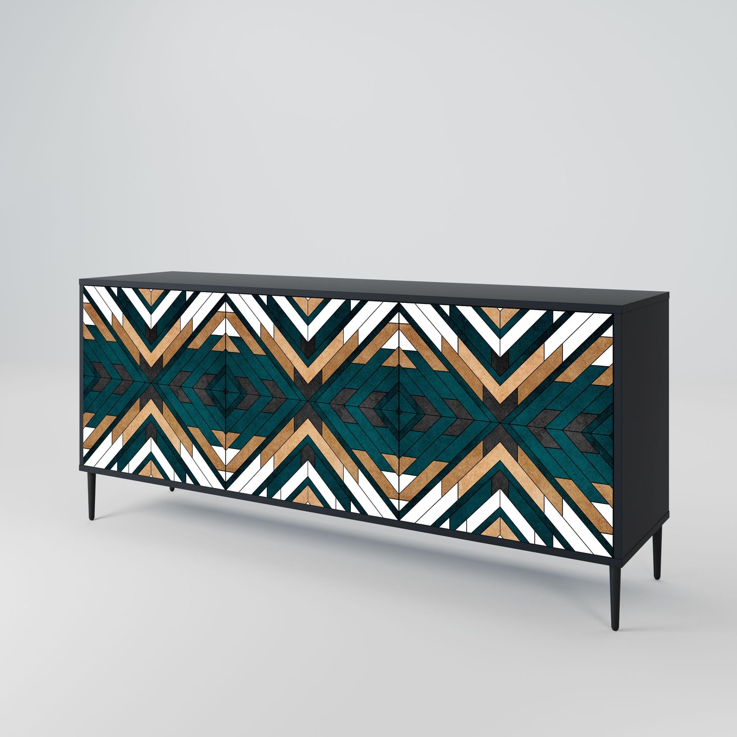 Credenza ARTISTIC GEOMETRY a 3 ante in finitura nera