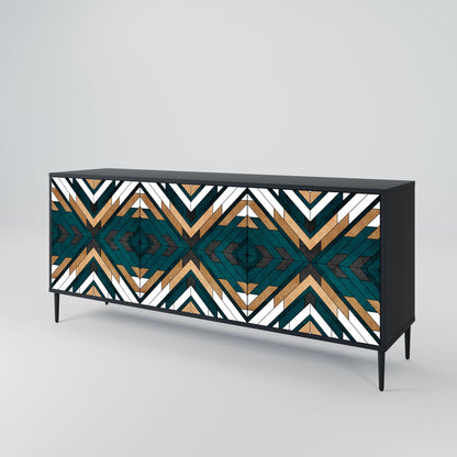 Credenza ARTISTIC GEOMETRY a 3 ante in finitura nera