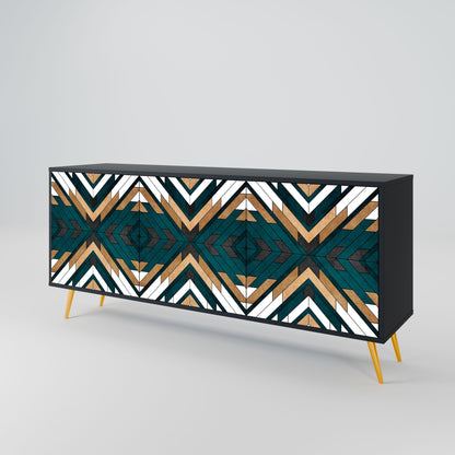 Credenza ARTISTIC GEOMETRY a 3 ante in finitura nera