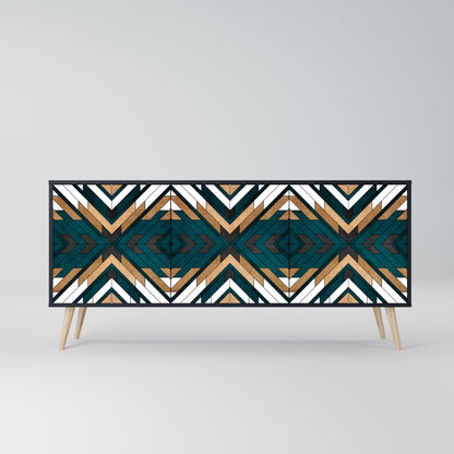 Credenza ARTISTIC GEOMETRY a 3 ante in finitura nera