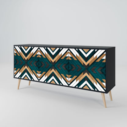 Credenza ARTISTIC GEOMETRY a 3 ante in finitura nera