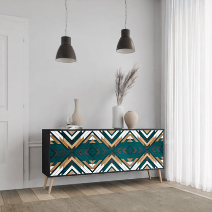 Credenza ARTISTIC GEOMETRY a 3 ante in finitura nera