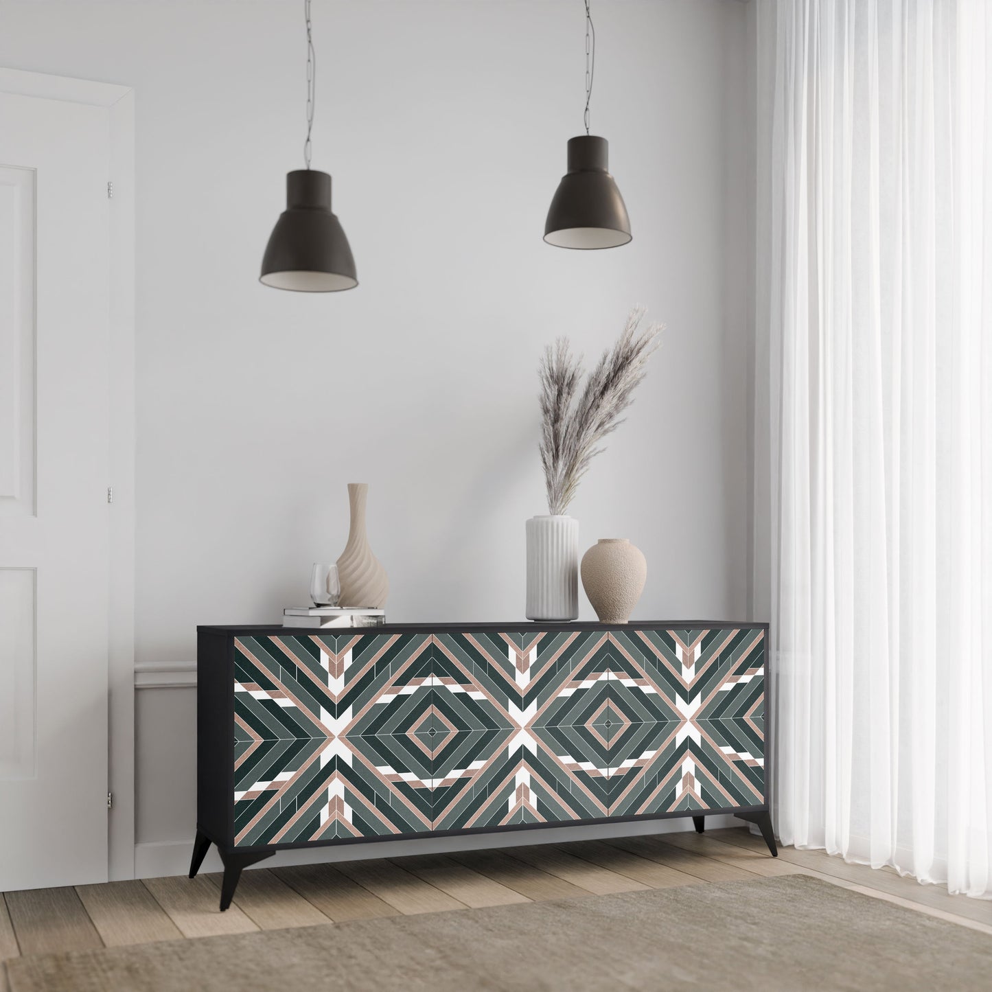 Credenza DIMENSION DELIGHTS a 3 ante in finitura nera