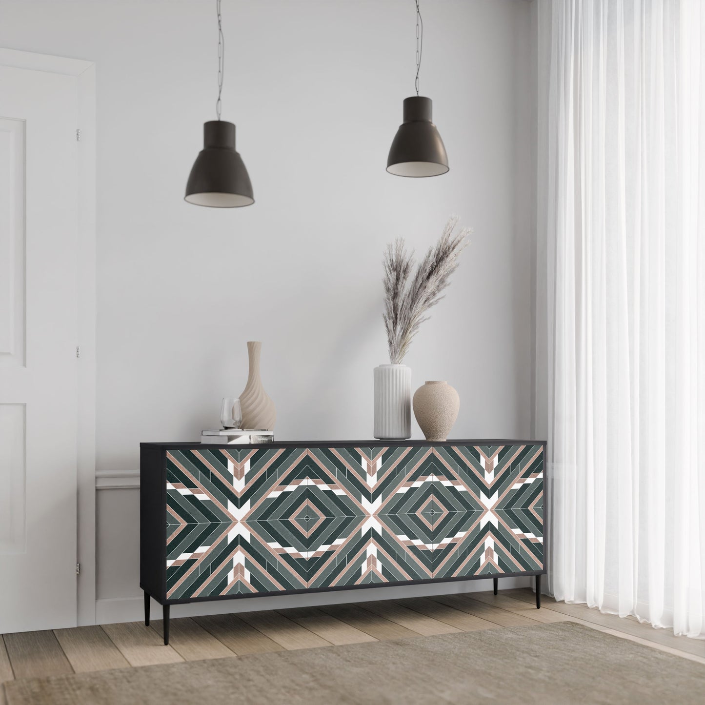 Credenza DIMENSION DELIGHTS a 3 ante in finitura nera