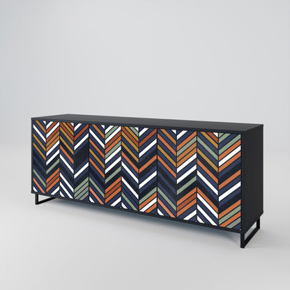 Credenza VIBRANT PATCHWORK a 3 ante con finitura nera