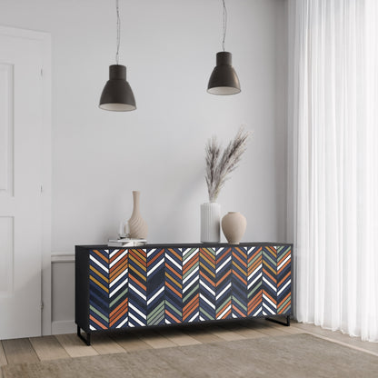 Credenza VIBRANT PATCHWORK a 3 ante con finitura nera