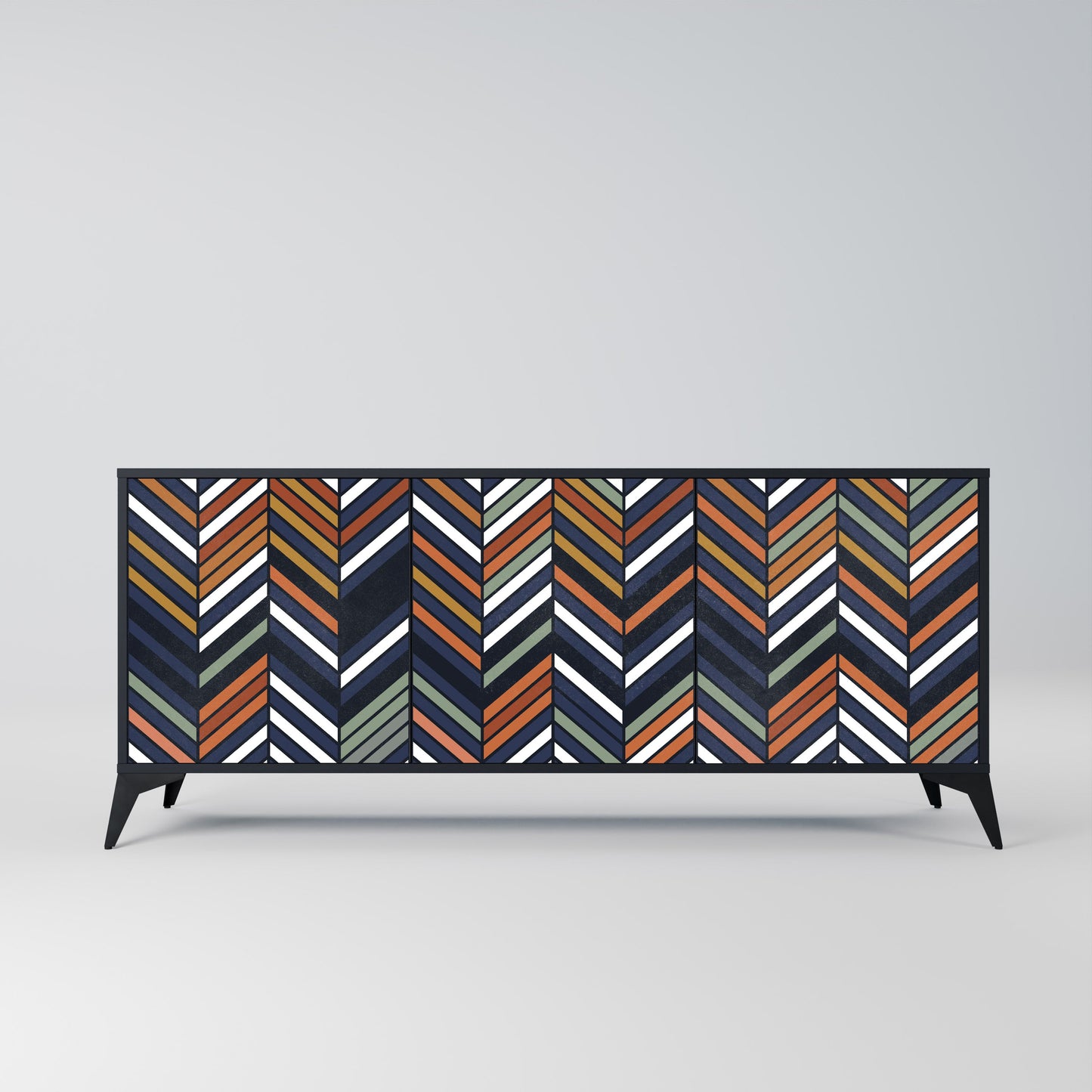 Credenza VIBRANT PATCHWORK a 3 ante con finitura nera