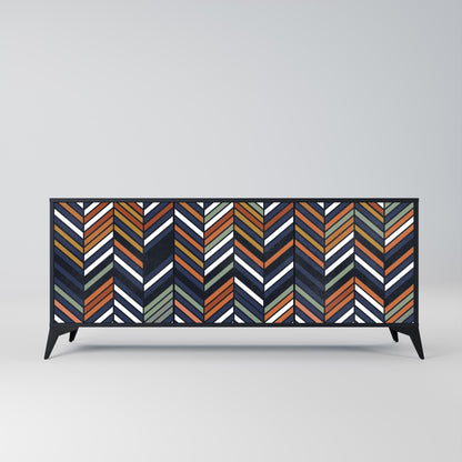 Credenza VIBRANT PATCHWORK a 3 ante con finitura nera