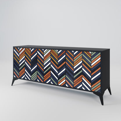 Credenza VIBRANT PATCHWORK a 3 ante con finitura nera