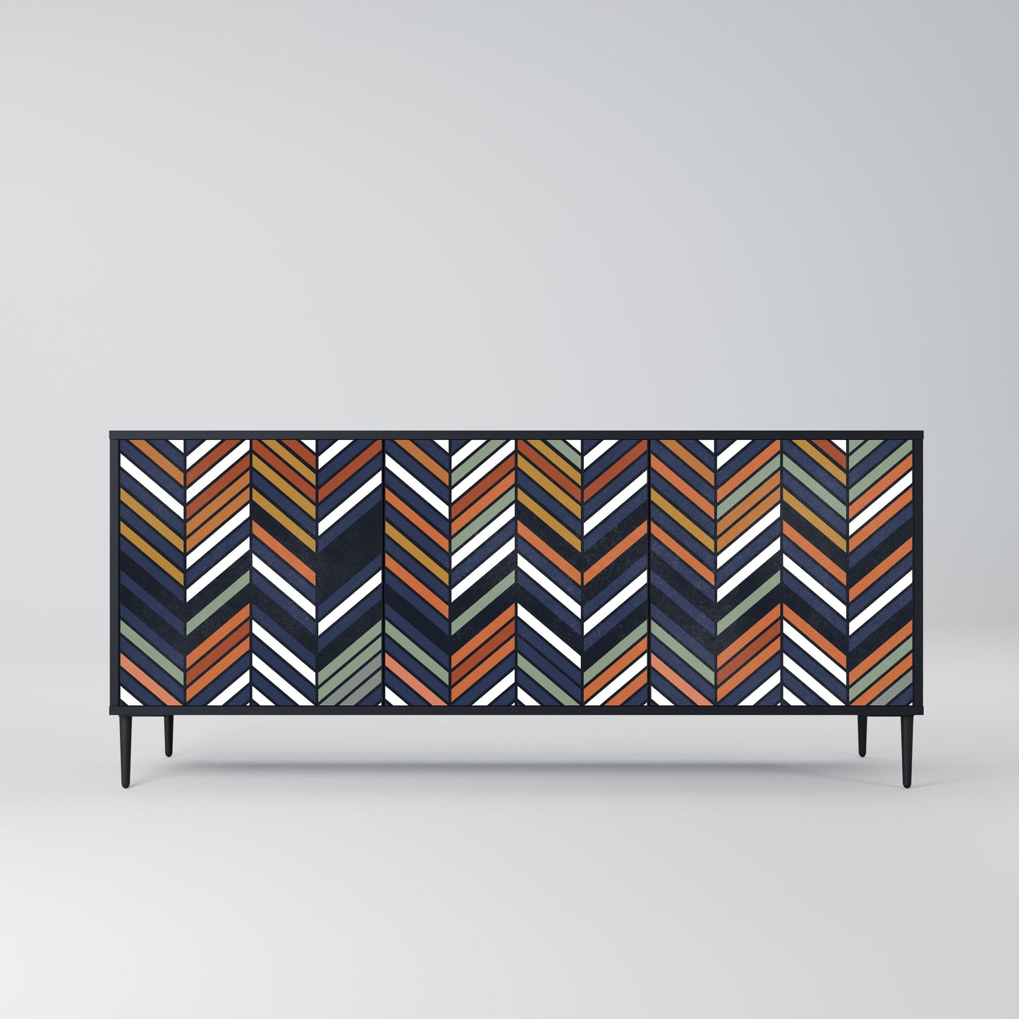 Credenza VIBRANT PATCHWORK a 3 ante con finitura nera