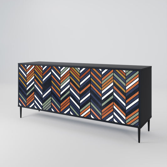 Credenza VIBRANT PATCHWORK a 3 ante con finitura nera