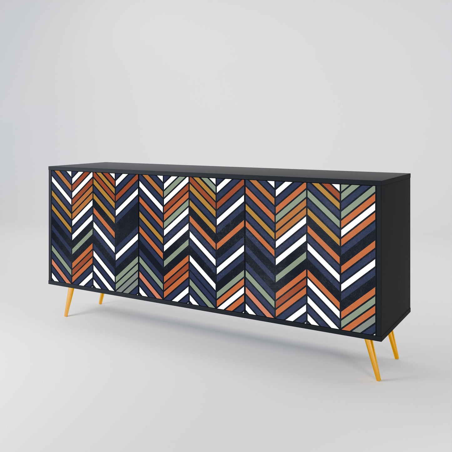 Credenza VIBRANT PATCHWORK a 3 ante con finitura nera