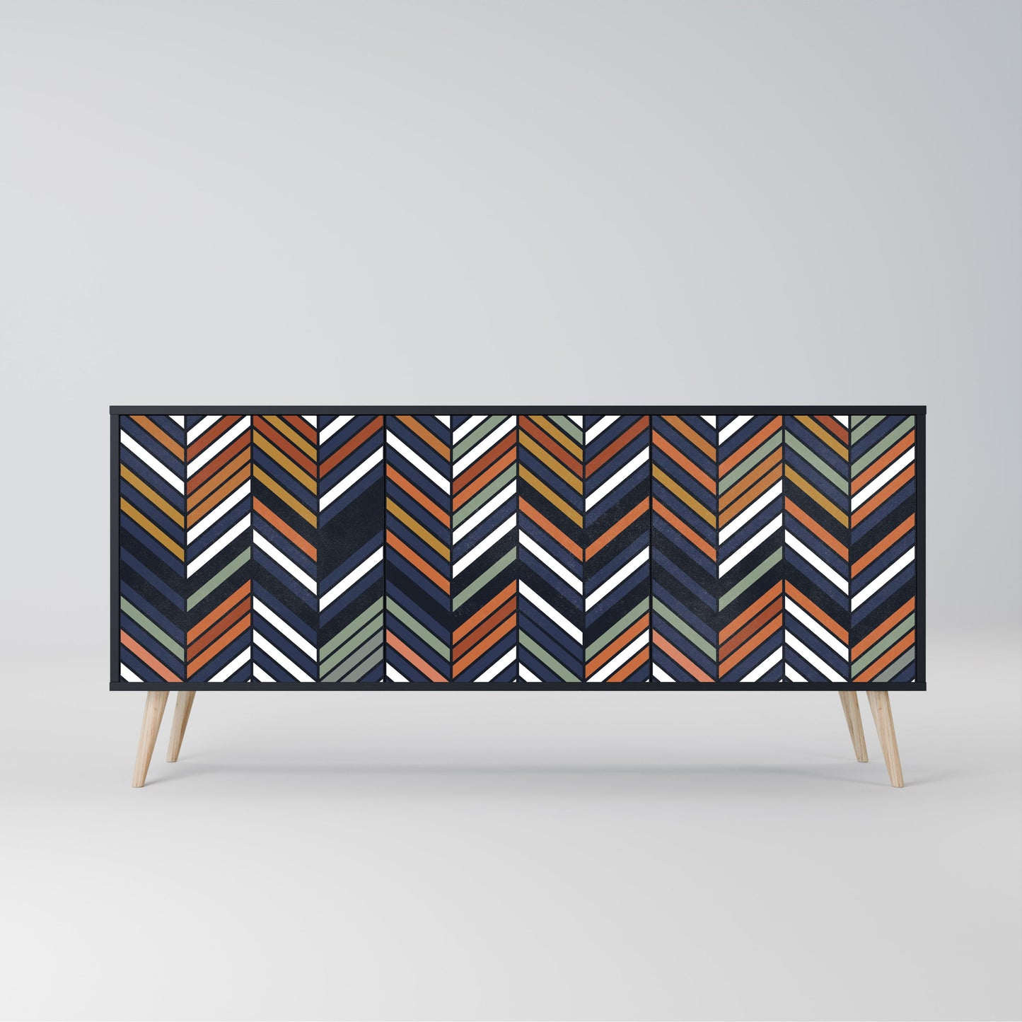 Credenza VIBRANT PATCHWORK a 3 ante con finitura nera