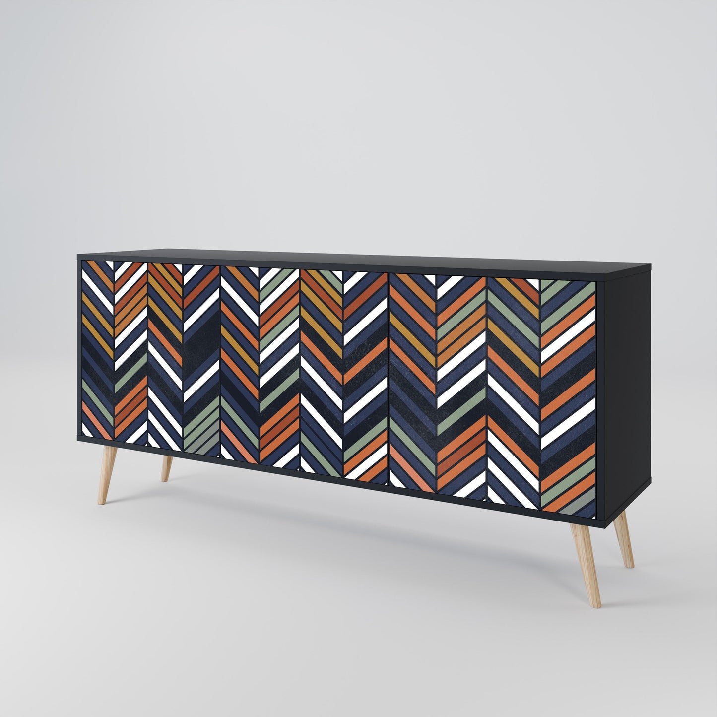 Credenza VIBRANT PATCHWORK a 3 ante con finitura nera